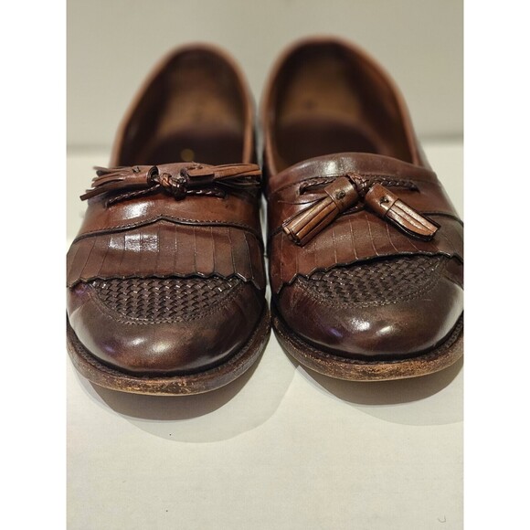 Men's ALLEN EDMONDS CODY Kiltie Tassel Loafers 11 D Brown Woven Leather Shoes - Picture 11 of 14